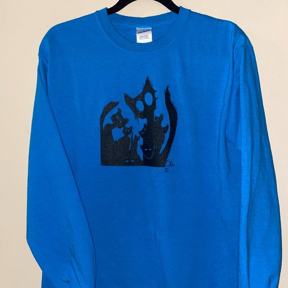ARTIST DESIGNED CAT TEE SHIRT SIZE M UNISEX NEW PRE WASHED - Picture 1 of 6